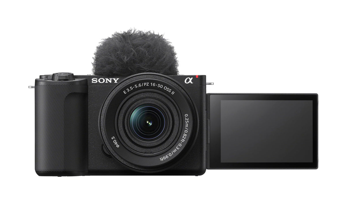 Sony ZV-E10 II front view with lens ideal for versatile vlogging.