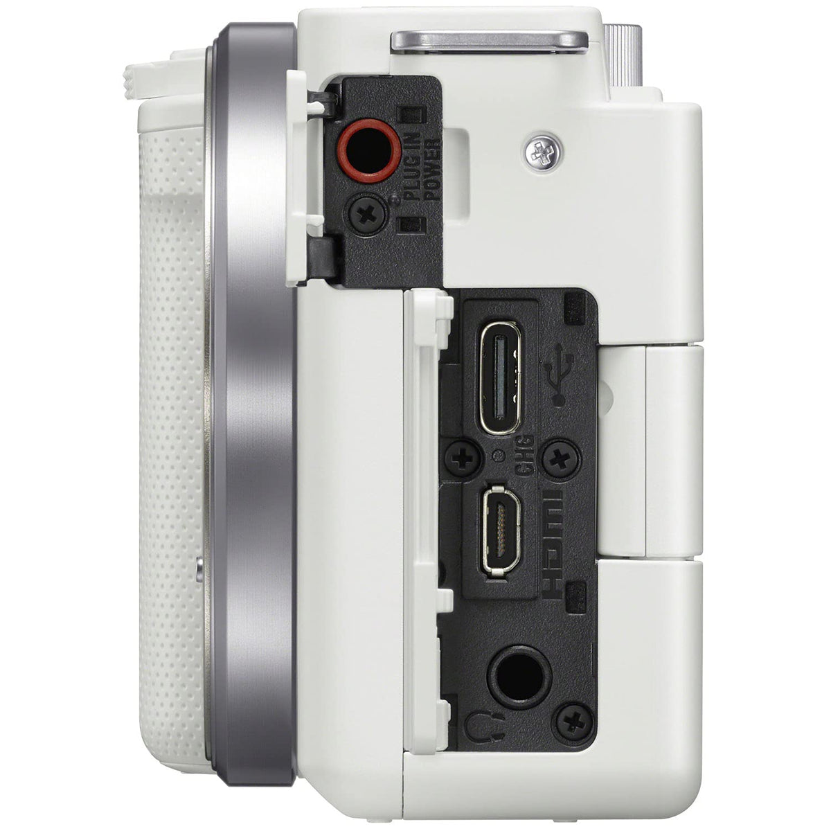 Sony ZV-E10 USB-C cable enables easy file transfer and live streaming.