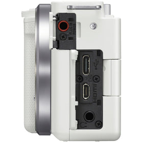 Sony ZV-E10 USB-C cable enables easy file transfer and live streaming.