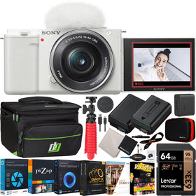 Sony ZV-E10 white camera body for crisp vlogging and versatile everyday shoots.