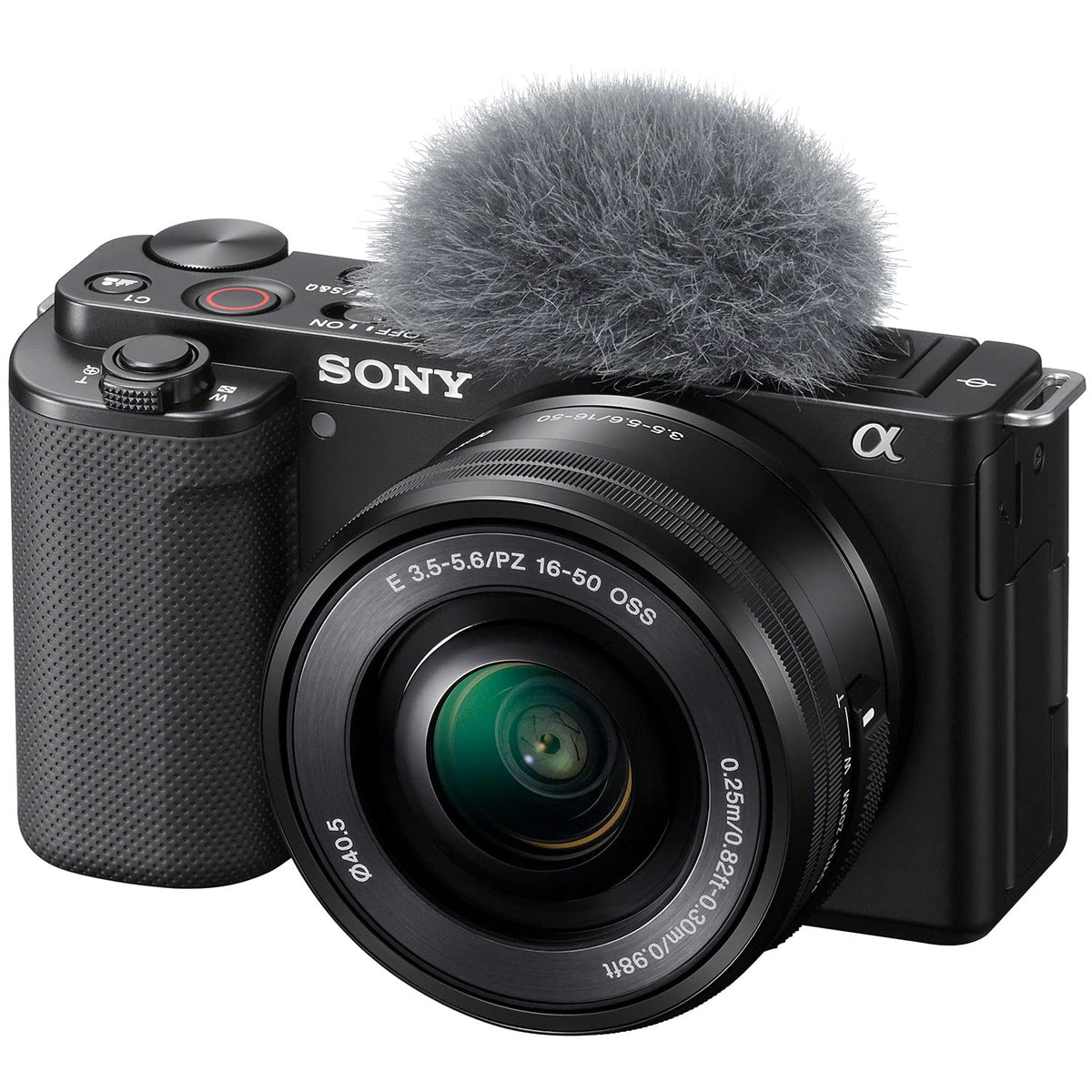 Sony ZV-E10L/B three-capsule mic captures clear audio with wind protection