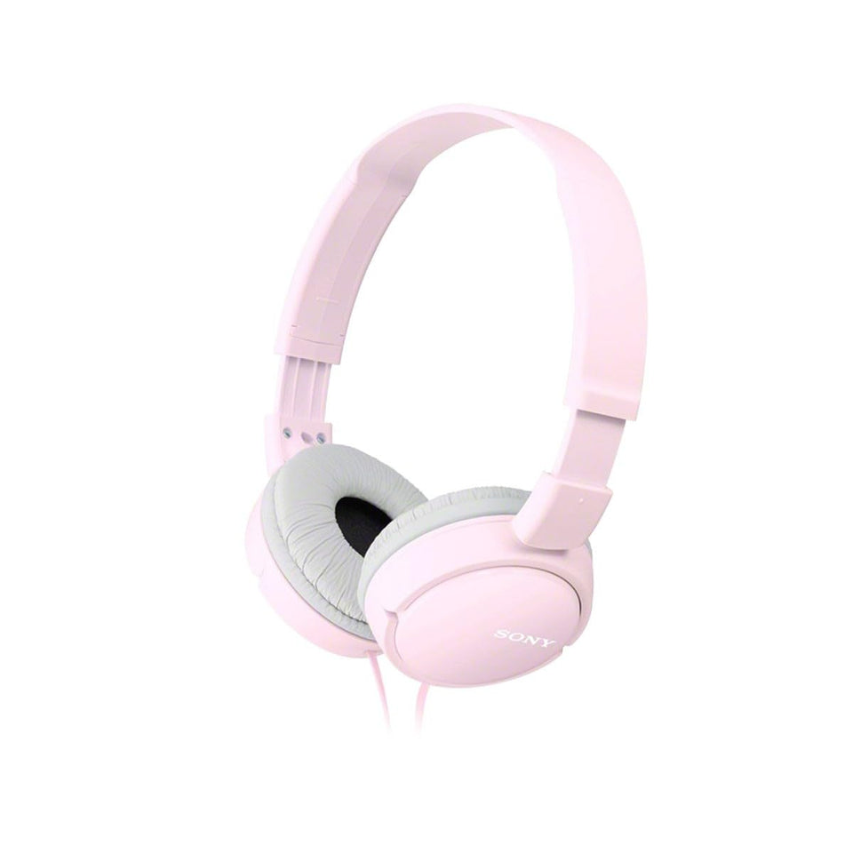 Sony ZX110 pink headphones folded for portability.