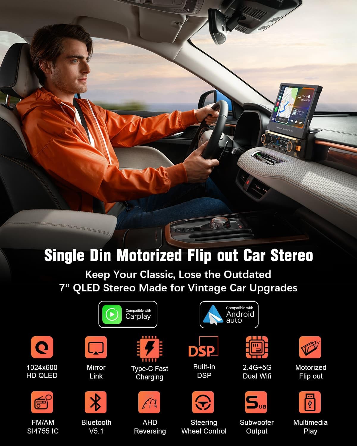 SOOEMAKA wireless CarPlay and Android Auto setup demonstrated on the unit.