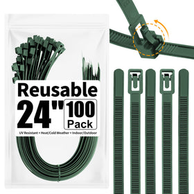 SOOoEC front packaging showing 100 dark green 24-inch ties and count benefit