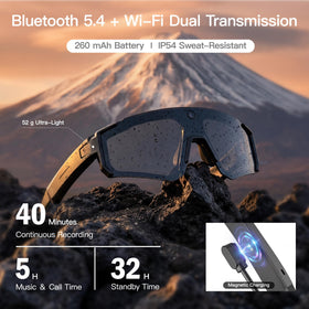 Sooluespo Sport AI Glasses magnetic charging for easy recharges.