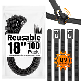 SOOoEC 18-inch heavy-duty zip tie ideal for outdoor use with UV resistance.