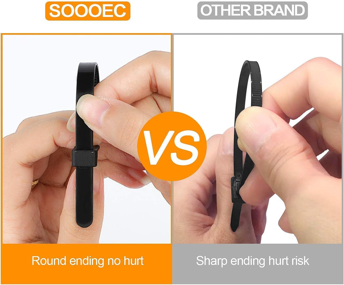 SOOoEC 60 lb capacity zip tie provides strong, secure cable management.