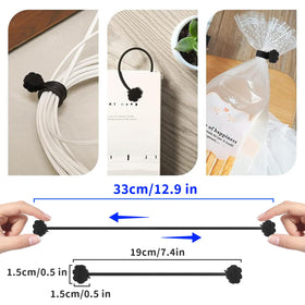 Ties neatly hold multiple cables on a desk setup