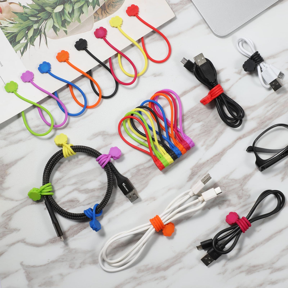 SOOOEC cloud-design magnetic cable ties embed a durable magnet for holding power