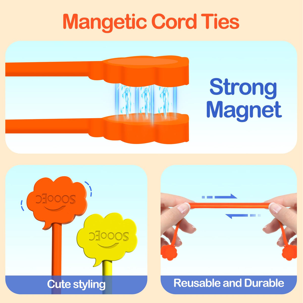 SOOOEC cloud-design magnetic ties used as fridge magnets for notes