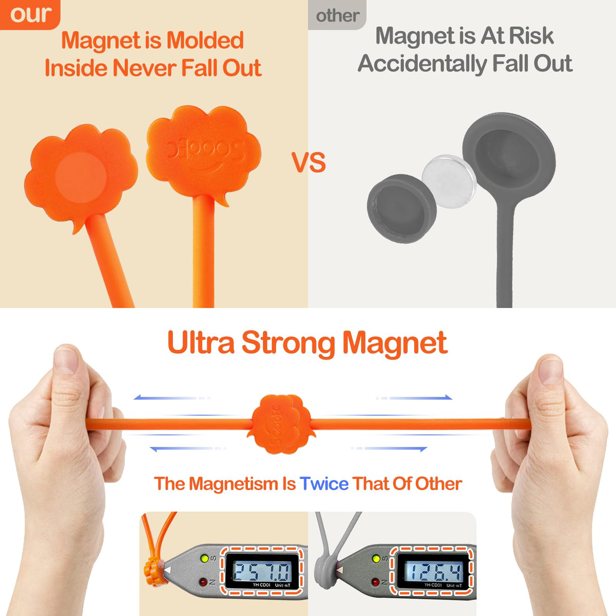 SOOOEC cloud-design magnetic ties organize cords with colorful versatility