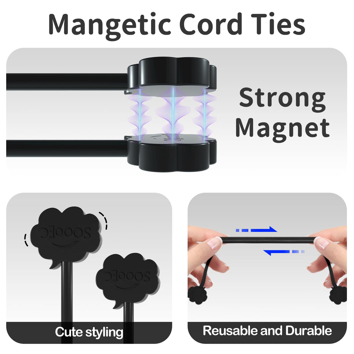 Embedded magnet inside SOOOEC tie shown for secure hold
