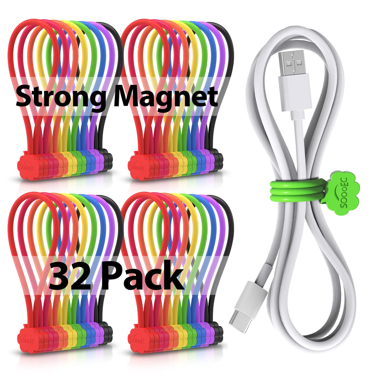 SOOoEC front packaging showing cloud cable ties, colorful tidy organization