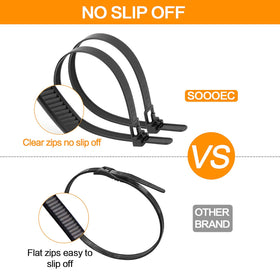 SOOOEC non-slip quick-release zip ties stay in place under load.