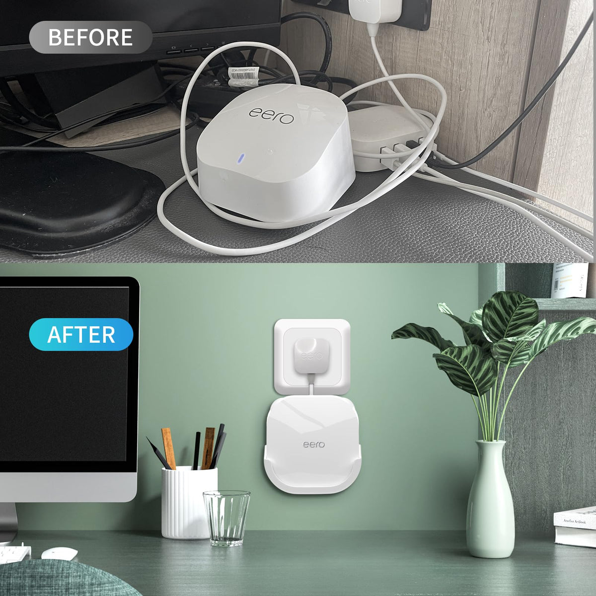 Sootozy Eero 6 Mesh wall mount creates organized space.