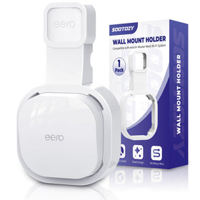 sootozy front view of wall mount holding eero 6 shows neat, space-saving placement
