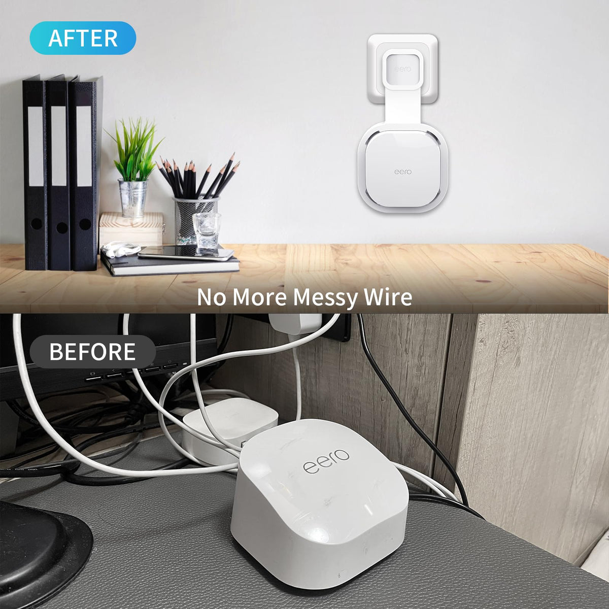 sootozy side profile of holder mounted on outlet keeps router elevated and safe
