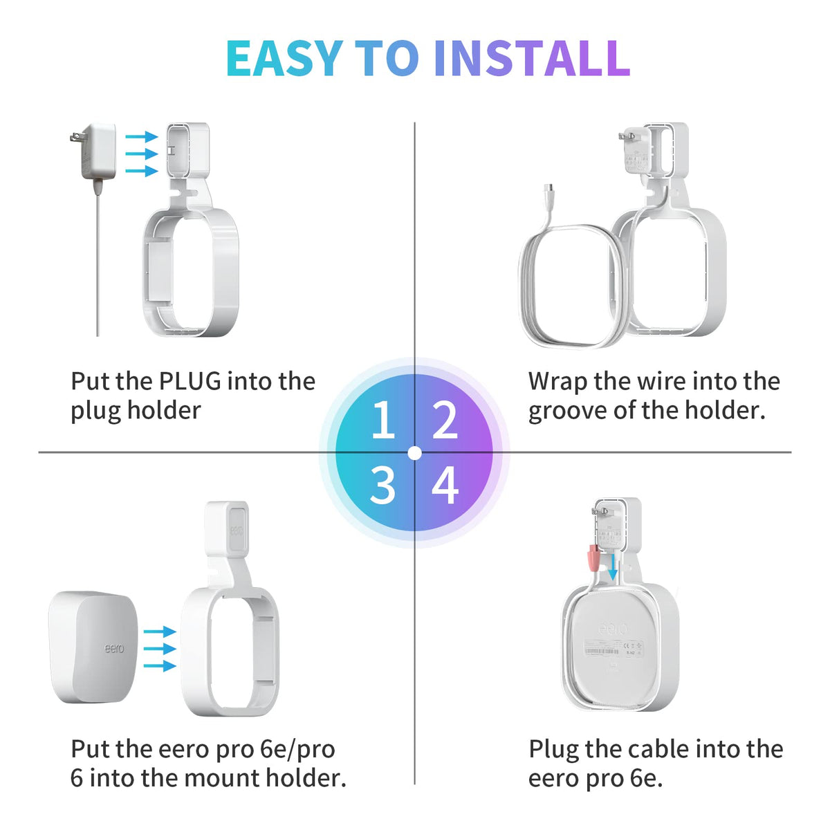 Sootozy wire organizer groove design reduces clutter around your eero router.