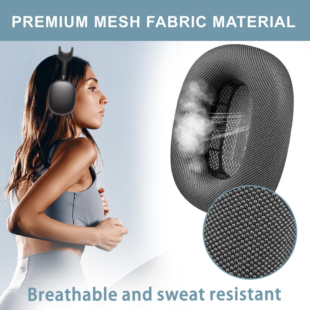SOPROM AirPods Max cushions in use for extended listening comfort