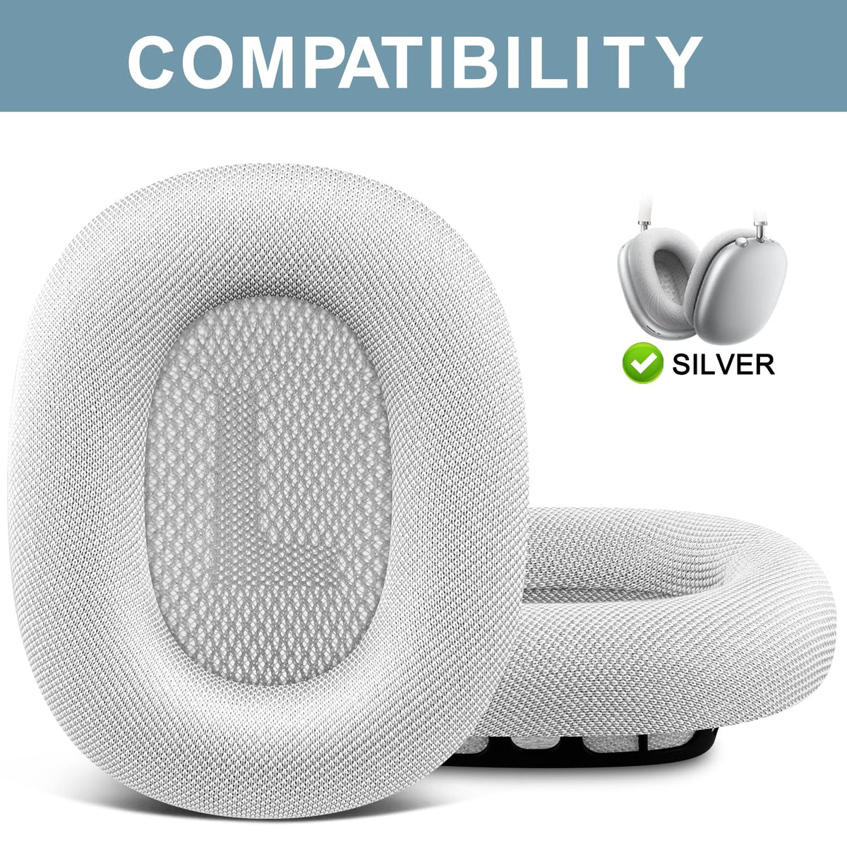 SOPROM ear cushions mesh fabric detail for durable contact and comfort.