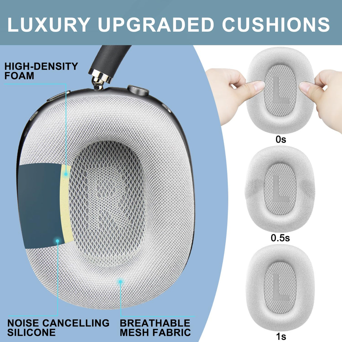 SOPROM ear cushions silver color finish for a premium look.