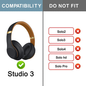 Installation guide image showing quick, hassle-free replacement on Beats Studio headbands.