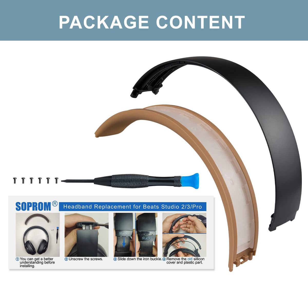 Replacement headband kit supports quick upkeep and consistent headset aesthetics.