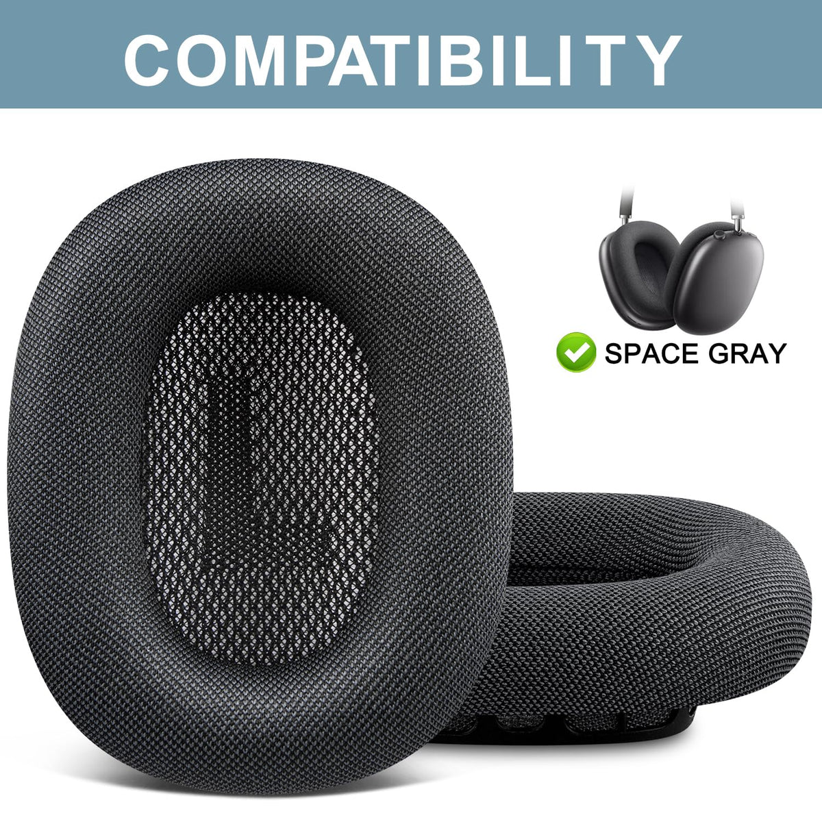 SOPROM AirPods Max ear pads side view showing secure magnet and snug fit.