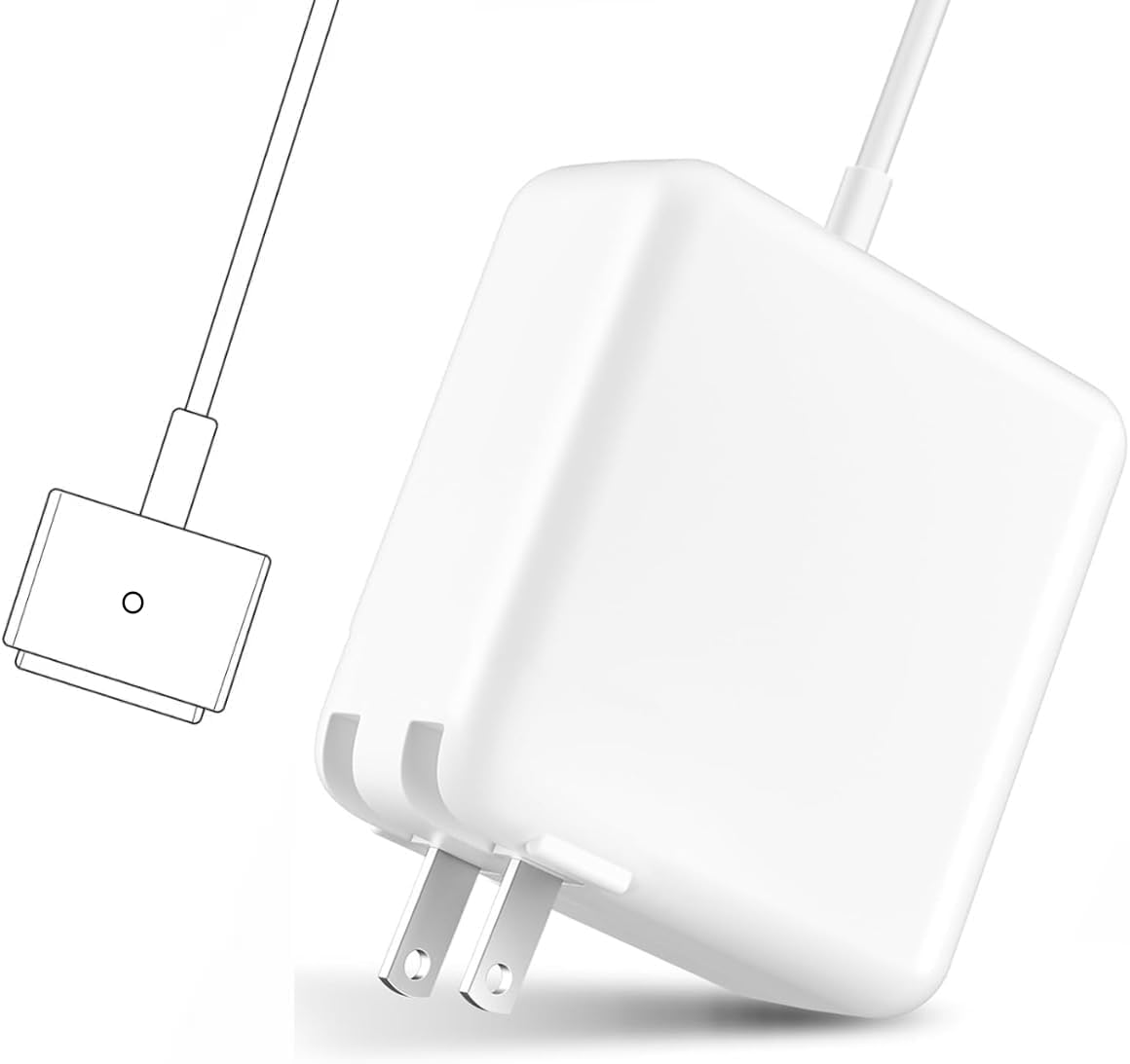 SorsnA 45W MacBook Air charger front view, compact and portable for on-the-go charging.