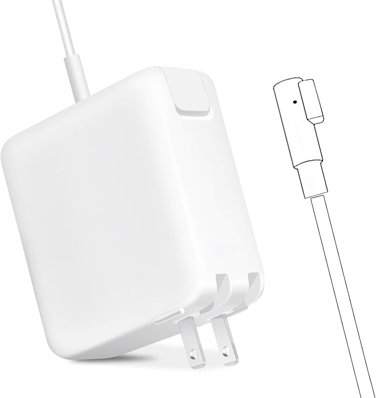 Sorsna MacBook Pro charger 60W, side view, portability for travel