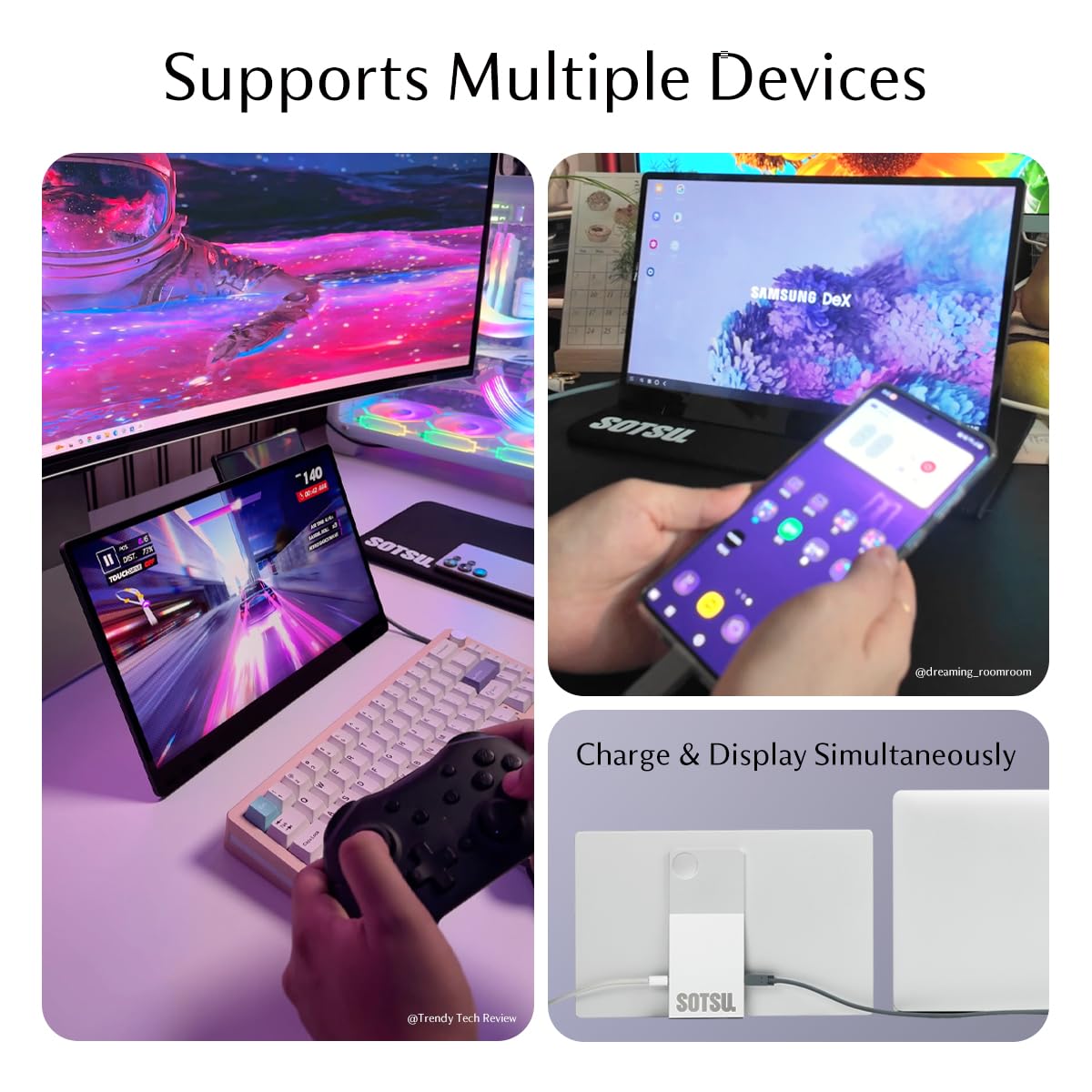 SOTSU FlipAction Go 14 connected via USB-C and Mini HDMI for versatile connections.