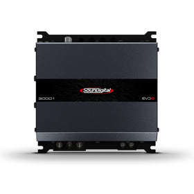 SounDigital EVO6 3000.1 front view highlights a compact high power amplifier