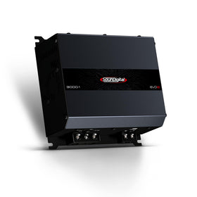 SounDigital EVO6 3000.1 side ports emphasize solid connections for power and signal