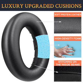 Close-up of premium stitching and materials on SOULWIT earpads.