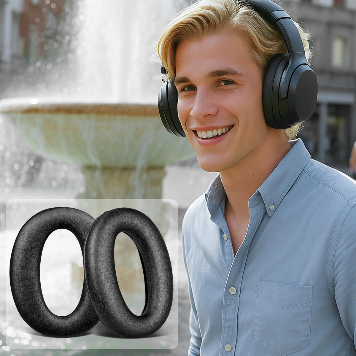 SOULWIT earpads in black match the look of XM2 and MDR1000X.