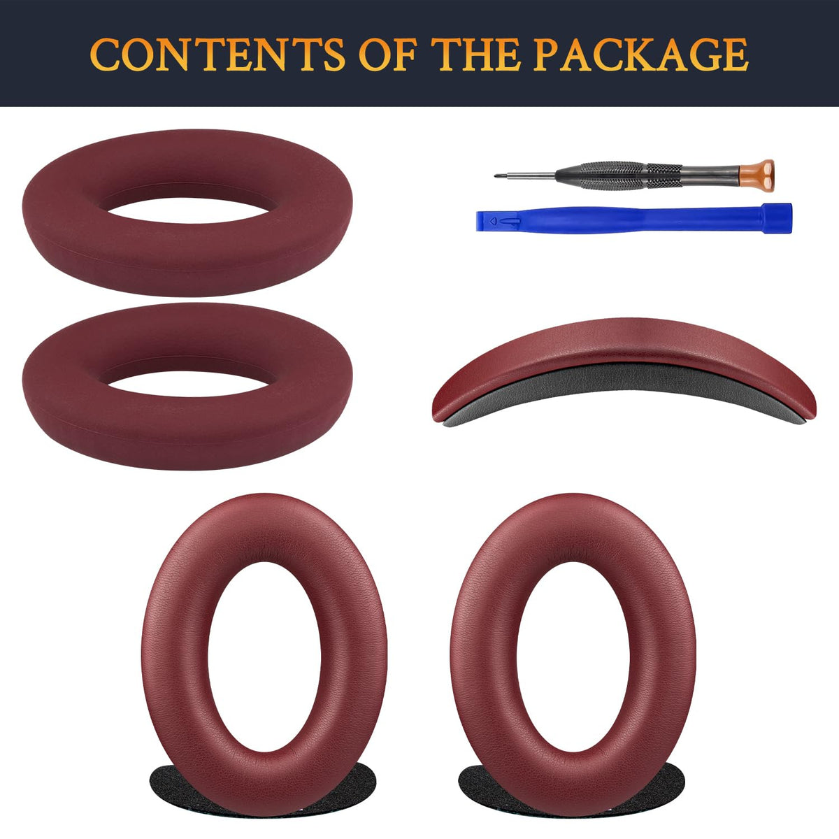 Soulwit Bose QC25 earpads burgundy close-up with protein leather