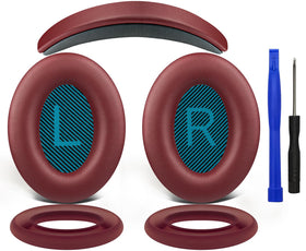 Soulwit Bose QC25 replacement kit burgundy ear pads close-up