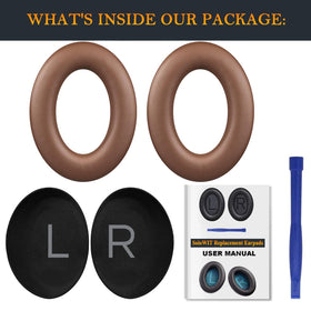 SOULWIT Bose QC45 earpads coffee close-up of soft protein leather for comfort