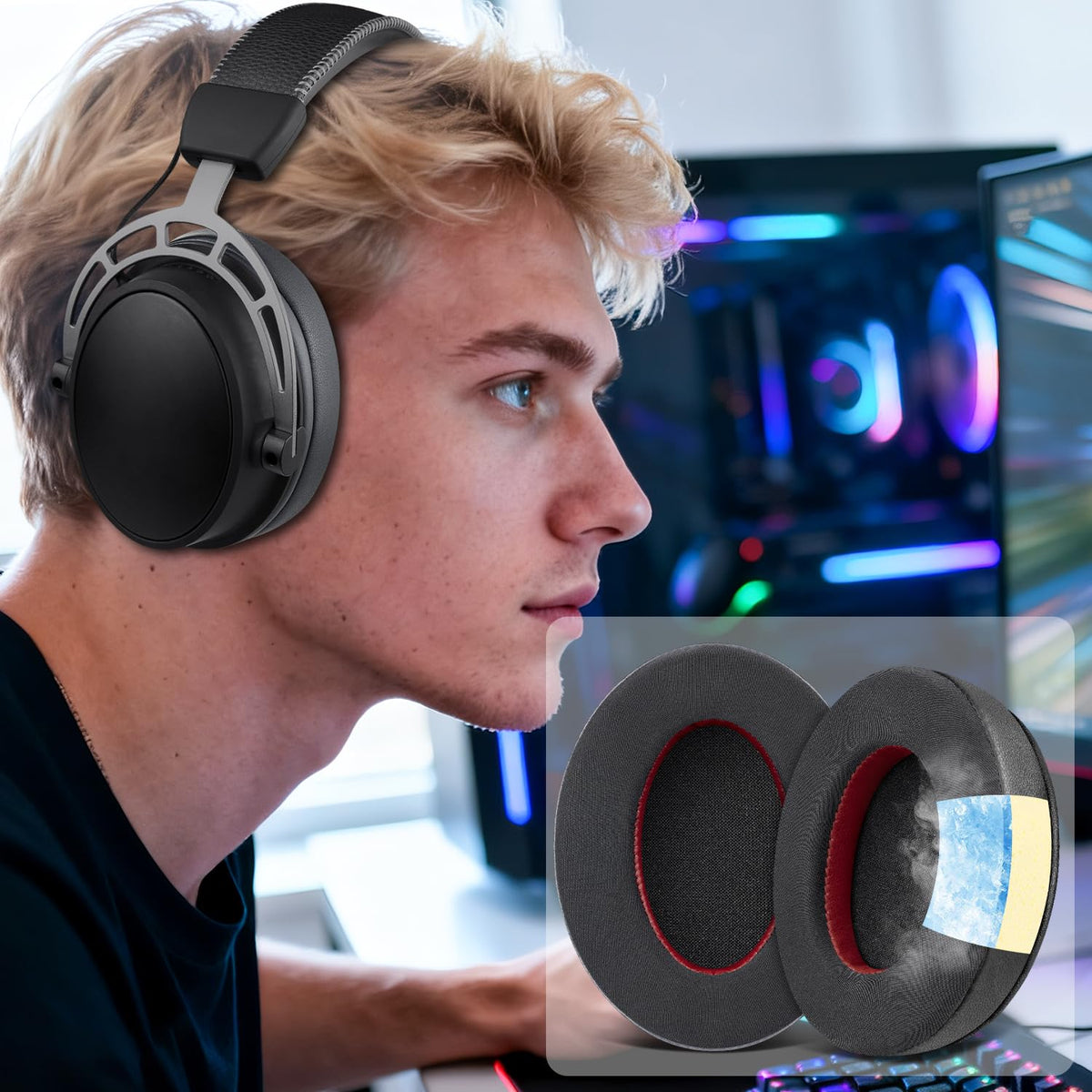 SOULWIT cooling ear pads HyperX Cloud Stinger stitching focus on durability
