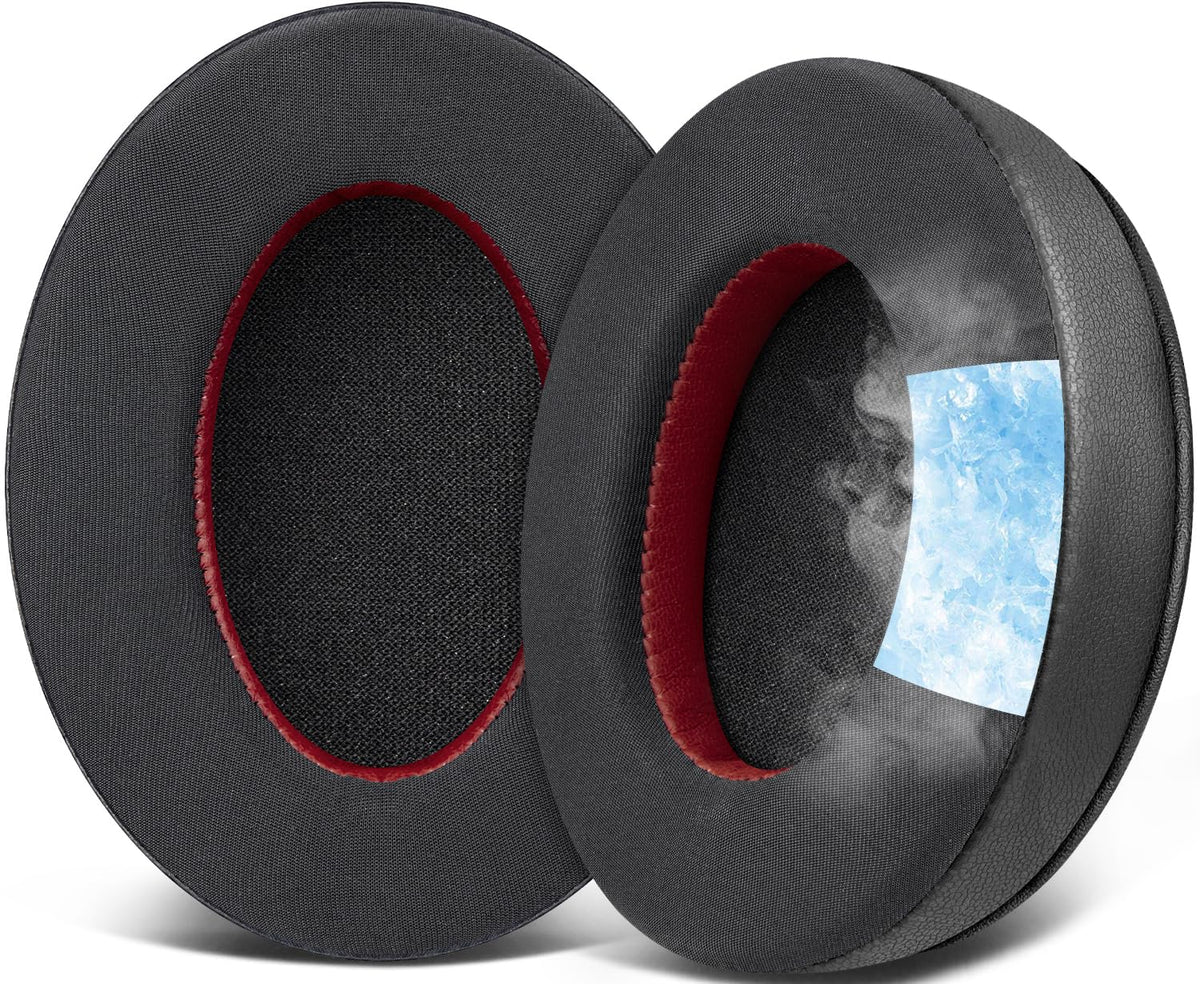 SOULWIT cooling ear pads for HyperX Cloud 2 top view showing breathable fabric and cooling-gel layer for comfort
