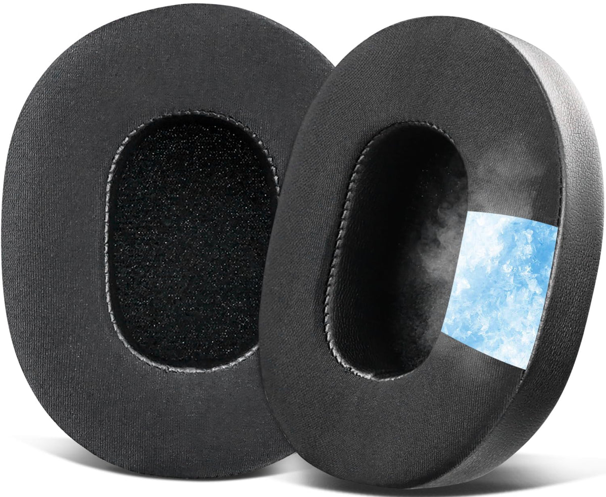 SOULWIT cooling earpads top view showing breathable Ice Silk fabric for comfort.