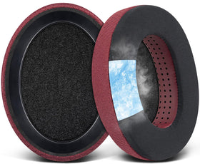 SOULWIT cooling-gel earpads with ice-silk fabric for breathable comfort in Burgundy.