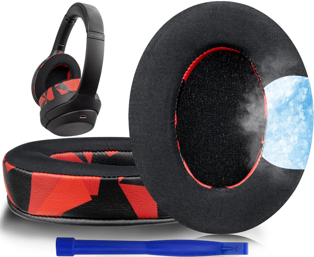 SOULWIT cooling-gel earpads on WH-1000XM3 front view for breathable comfort.