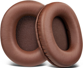 SOULWIT earpads for Audio-Technica M50X close-up with soft leather and coffee finish