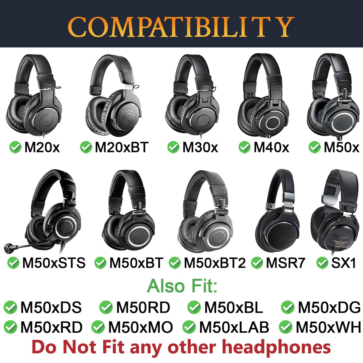 SOULWIT ear pads for Audio-Technica ATH-M50x with high-density foam delivering lasting cushioning