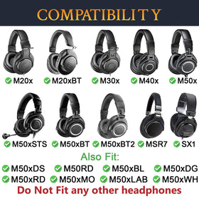 SOULWIT ear pads for Audio-Technica ATH-M50x with high-density foam delivering lasting cushioning