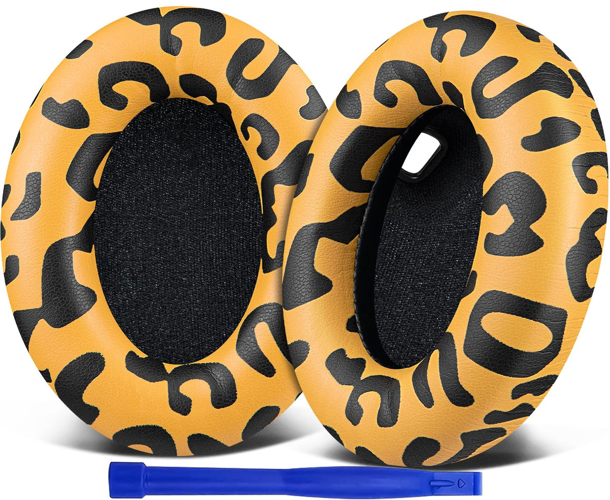 SOULWIT ear pads for Sony WH-1000XM4 with tiger stripes for enhanced comfort and isolation.