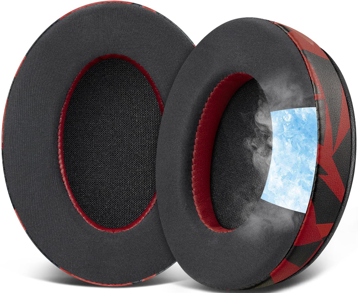 SOULWIT earpads on HyperX Cloud 2 with Red Storm front view for cooling comfort