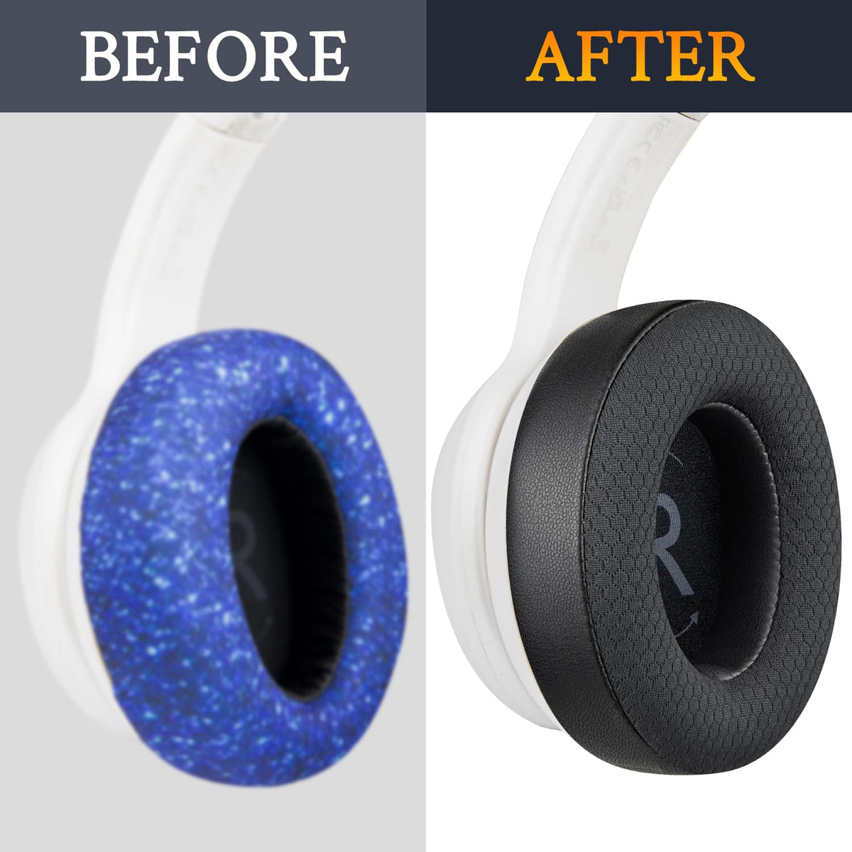 SOULWIT earpads installation guide image illustrating easy swap process