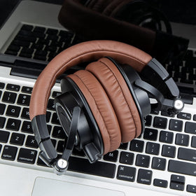 SOULWIT installation guide visuals for M50X earpads in coffee